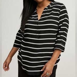 Torrid Harper Black & White Striped Pullover Blouse